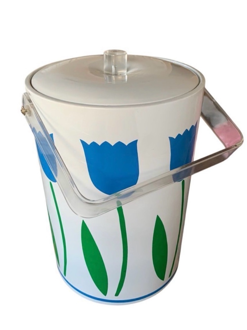 Vintage MRB Ice Bucket Blue Tulip Print